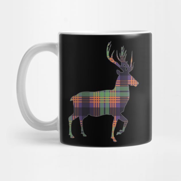 Purple, Green and Orange Tartan Scottish Stag Silhouette by MacPean